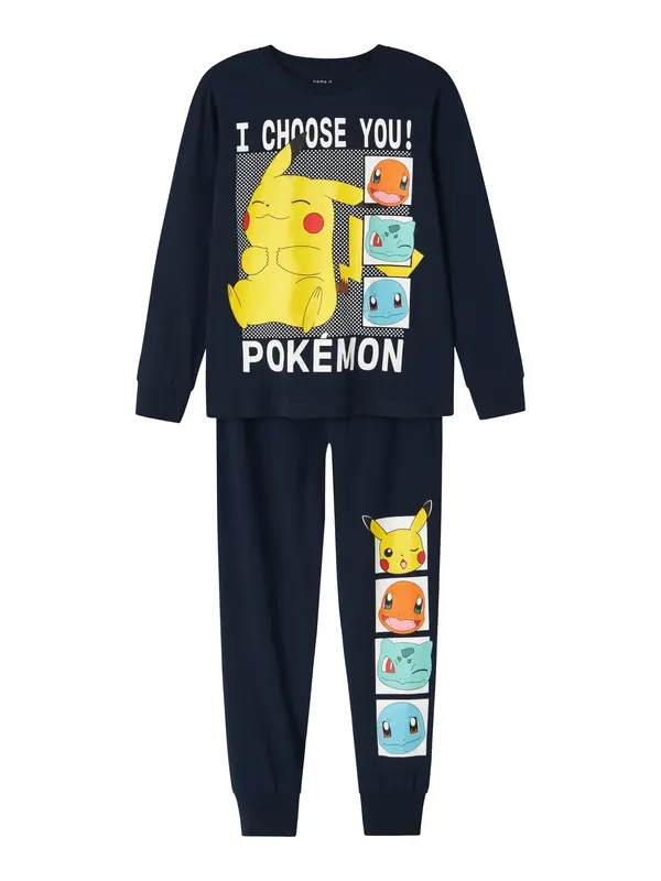 NAME IT NAME IT Pižama 'NKMAbel Pokemon'  mornarska / rumena / meta / bela