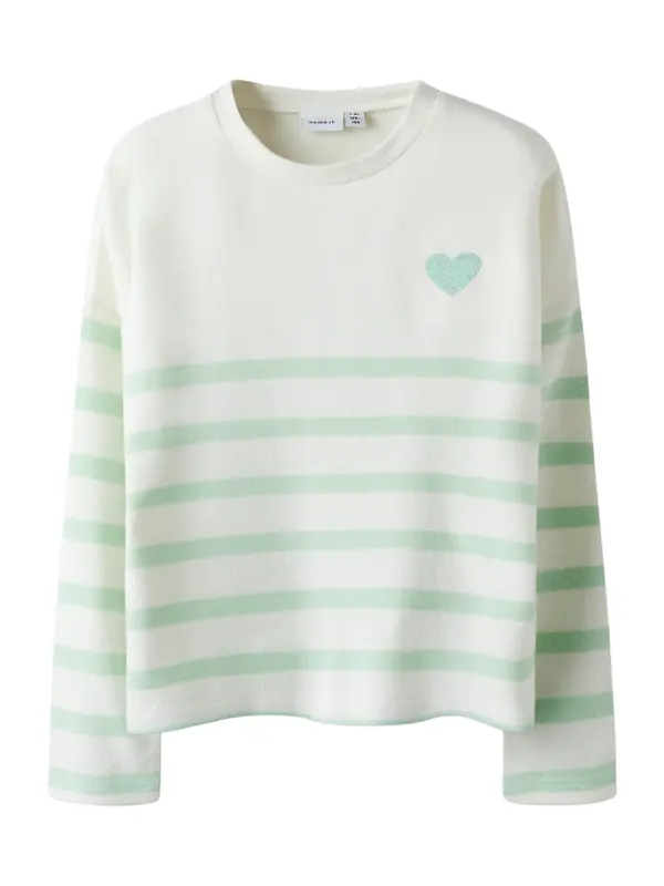 NAME IT NAME IT Pulover 'NKFLine'  pastelno zelena / bela