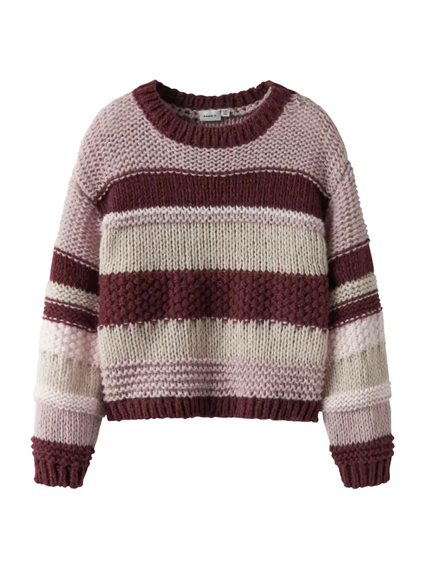 NAME IT NAME IT Pulover 'NKFOLINE'  bež / burgund / pastelno rdeča