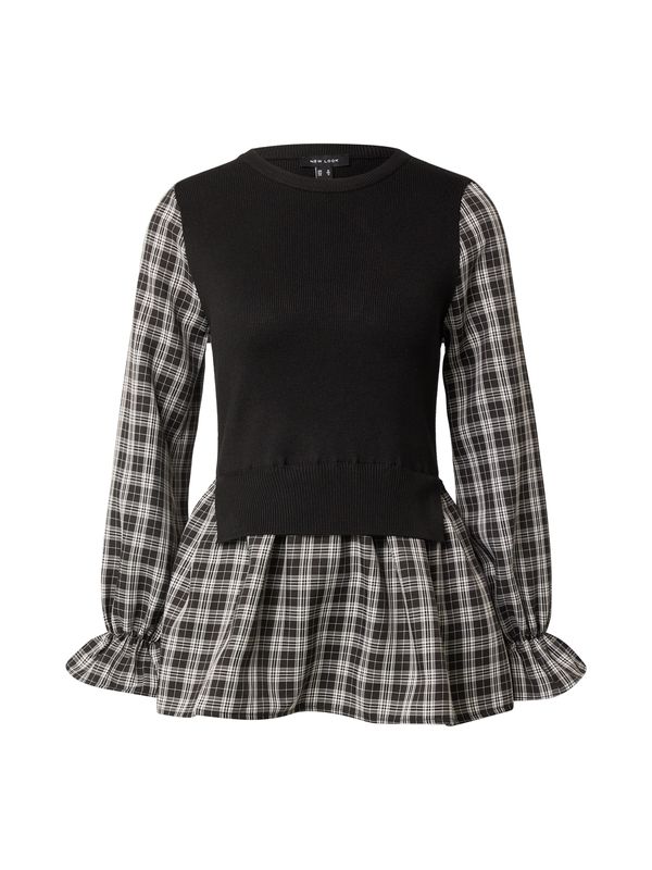 NEW LOOK NEW LOOK Bluza 'CHECK'  črna / bela