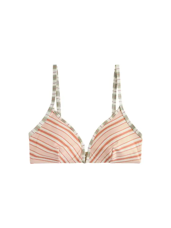 Next Next Bikini zgornji del  kaki / korala / bela