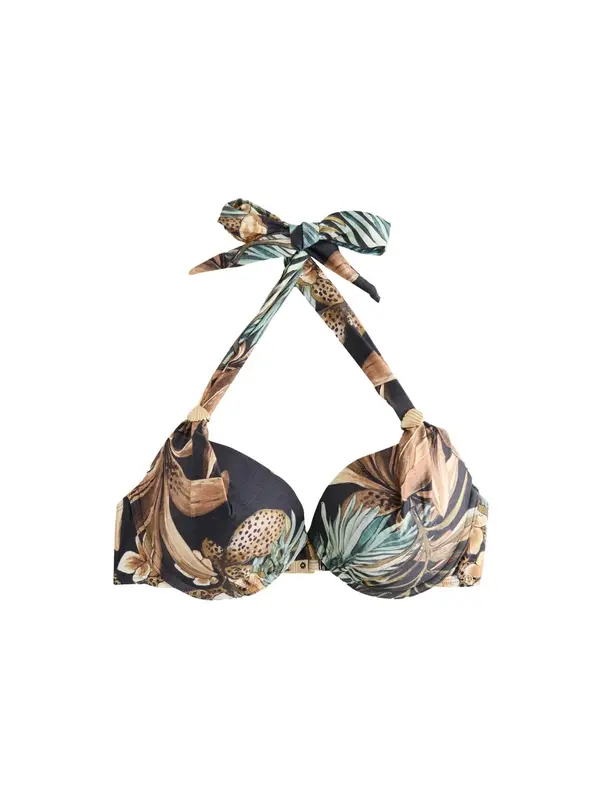 Next Next Bikini zgornji del  kremna / rjava / pastelno zelena / črna