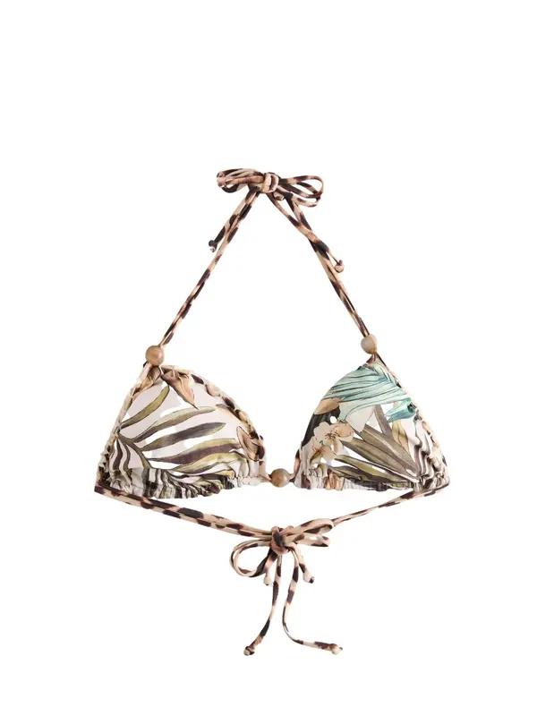 Next Next Bikini zgornji del  rjava / brokat / zelena / bela