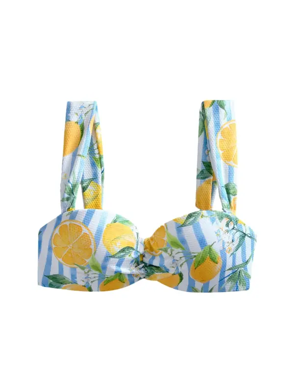 Next Next Bikini zgornji del  svetlo modra / rumena / zelena / bela