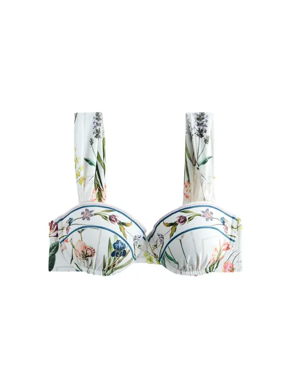 Next Next Bikini zgornji del  temno zelena / bela