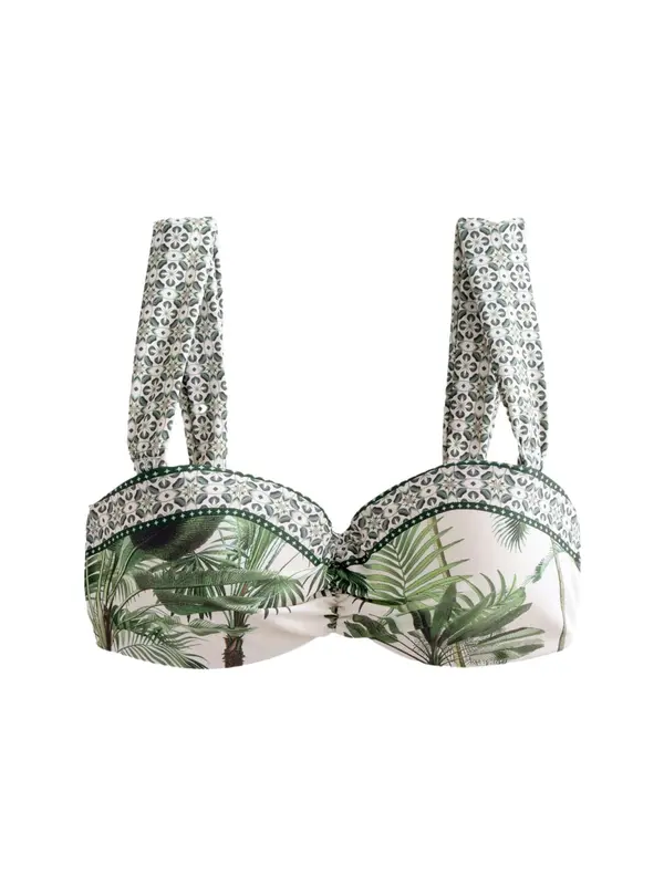 Next Next Bikini zgornji del  zelena / travnato zelena / naravno bela