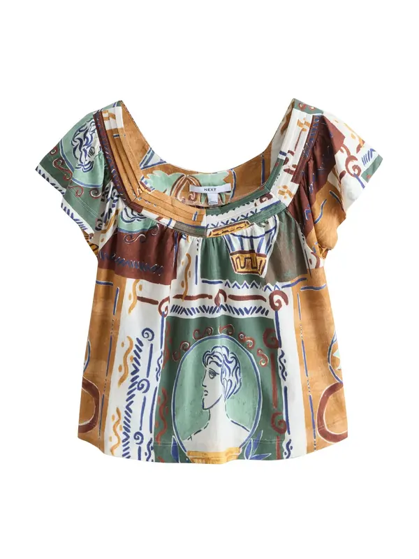 Next Next Bluza  bež / modra / rjava / temno zelena