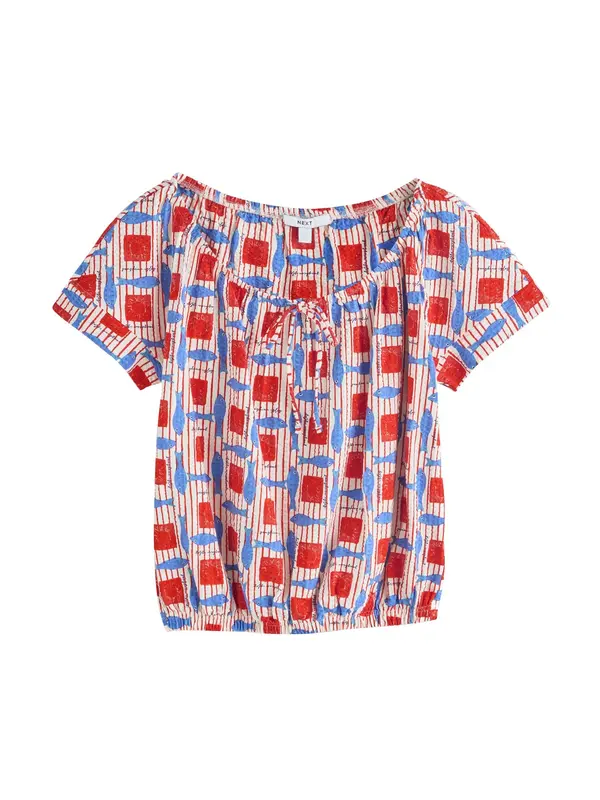 Next Next Bluza  kremna / svetlo modra / češnjevo rdeča