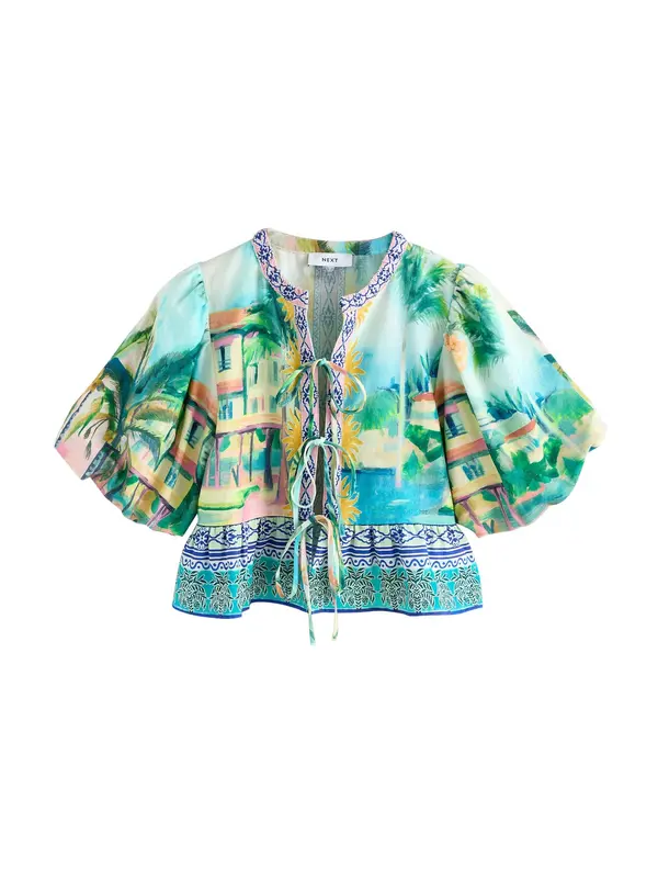 Next Next Bluza  svetlo modra / svetlo rumena / zelena