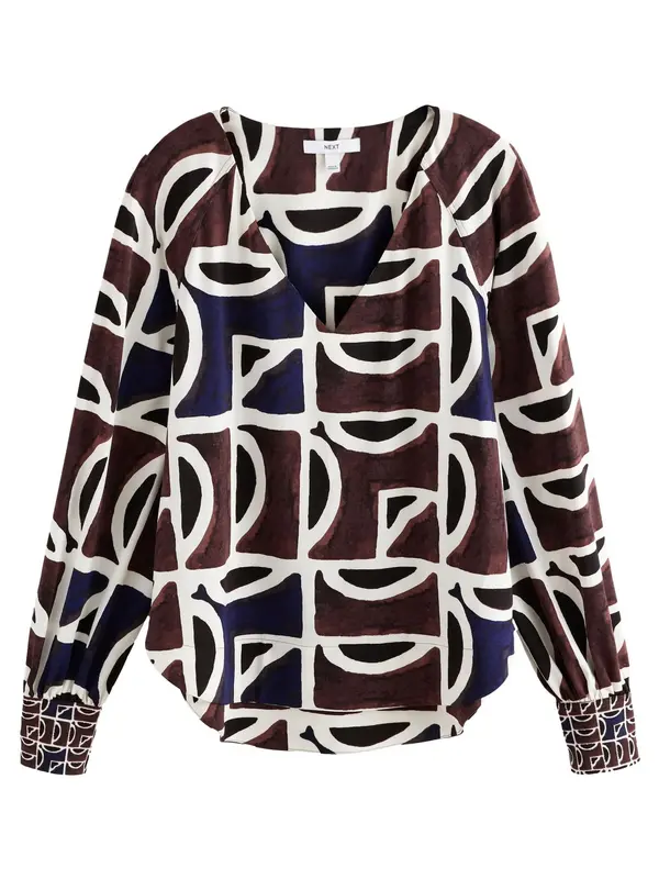 Next Next Bluza  temno rjava / vijolično modra / črna / bela
