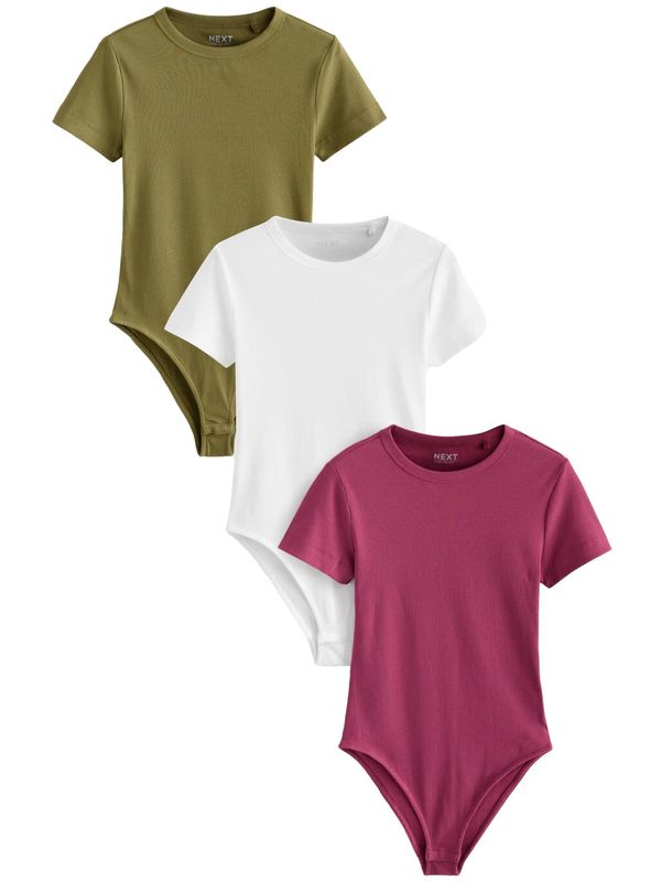 Next Next Bodi majica  zelena / temno rdeča / off-bela