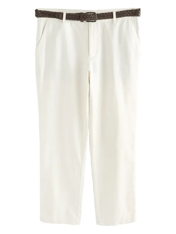 Next Next Chino hlače  ecru / temno rjava