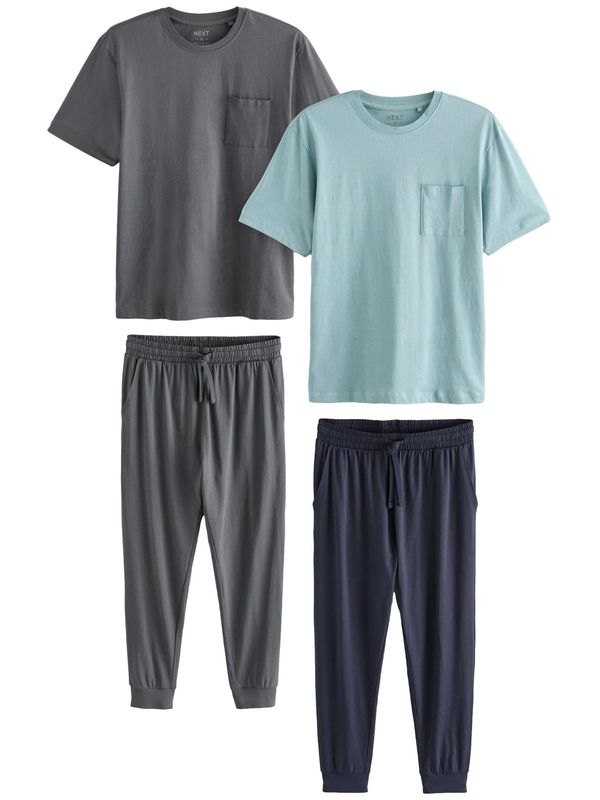 Next Next Dolga pižama  mornarska / svetlo modra / temno siva