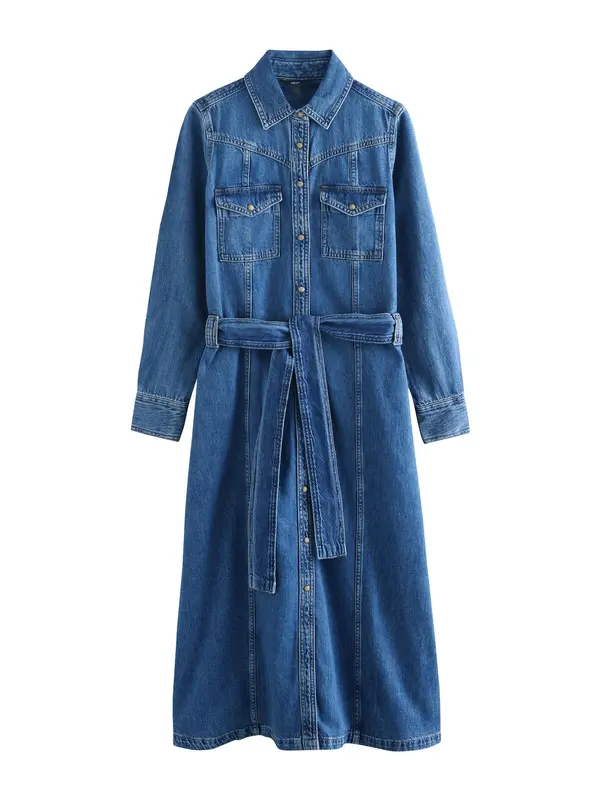 Next Next Dolga srajca  moder denim