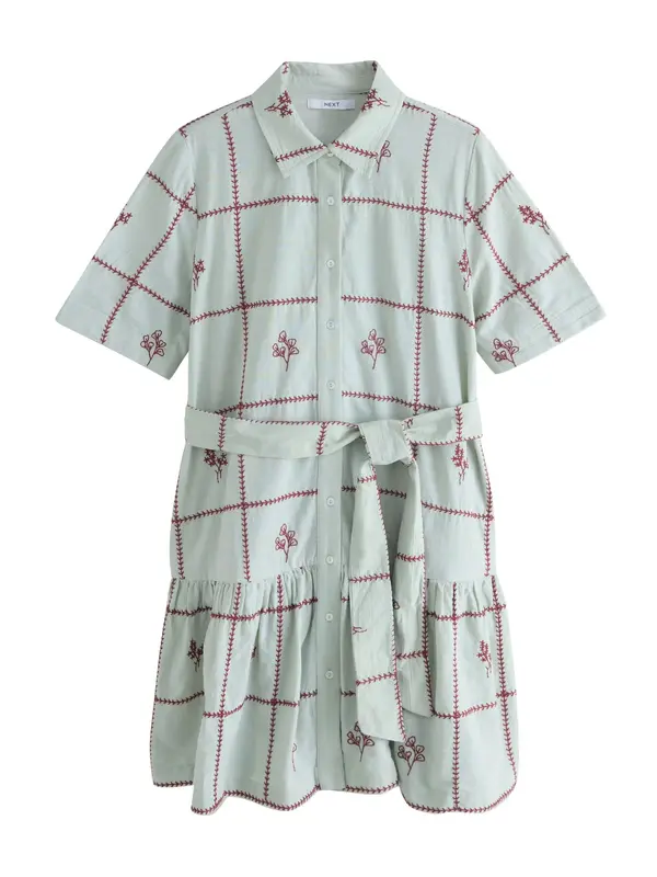 Next Next Dolga srajca  pastelno modra / burgund