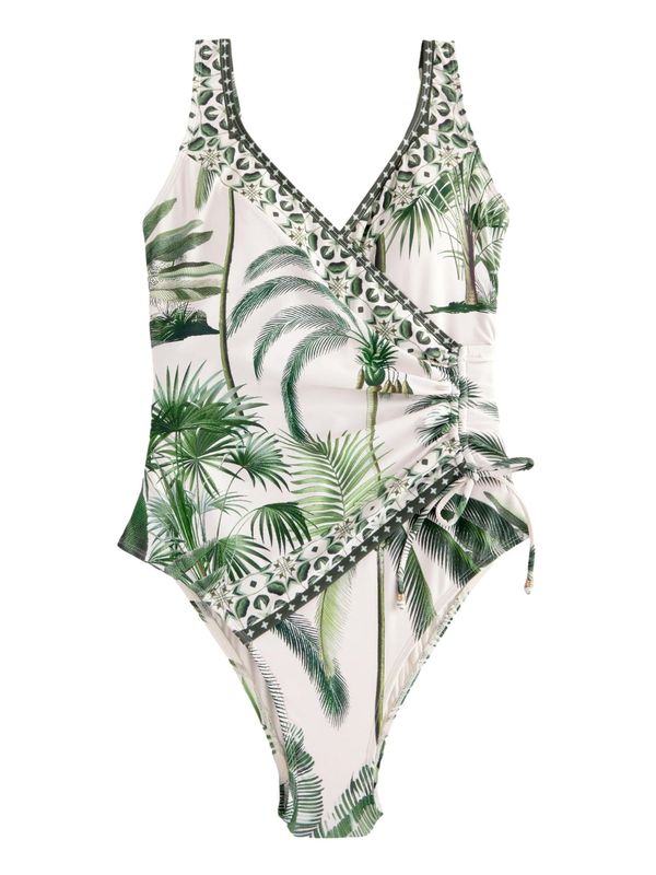 Next Next Enodelne kopalke  ecru / zelena / jelka