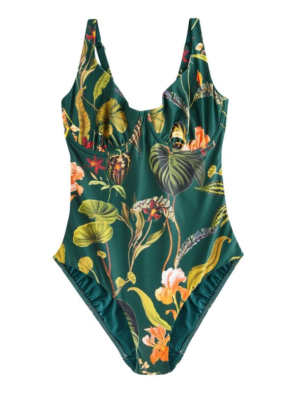 Next Next Enodelne kopalke 'Tummy Control'  oliva / temno zelena / temno liila / oranžna