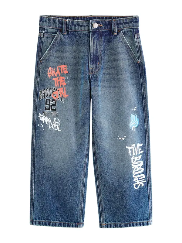 Next Next Kavbojke  moder denim / malina / črna / bela