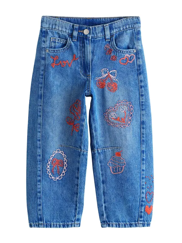 Next Next Kavbojke  moder denim / roza / rdeča