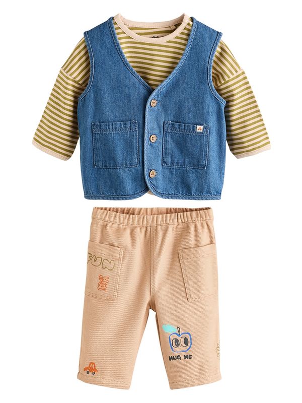 Next Next Komplet  kremna / pesek / moder denim / oliva