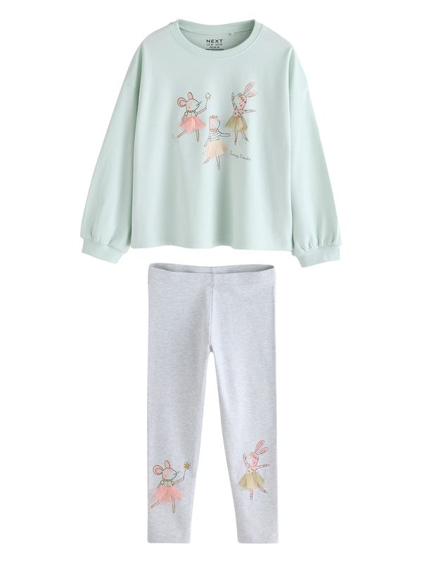 Next Next Komplet  pegasto siva / pastelno zelena / roza / črna
