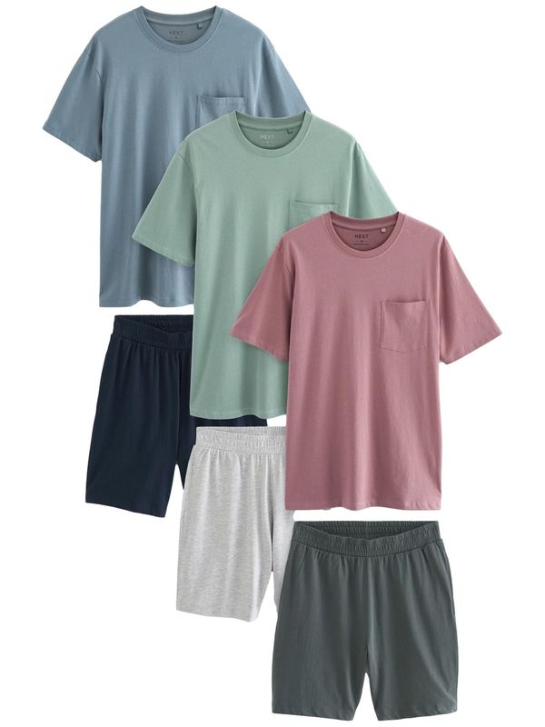 Next Next Kratka pižama  dimno modra / pegasto siva / meta / rosé