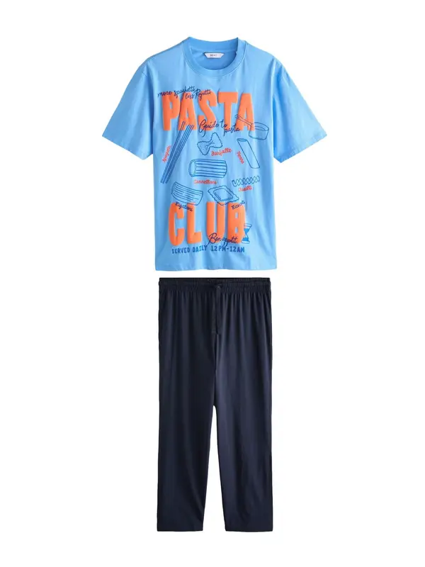 Next Next Kratka pižama  marine / azur / mandarina / rdeča