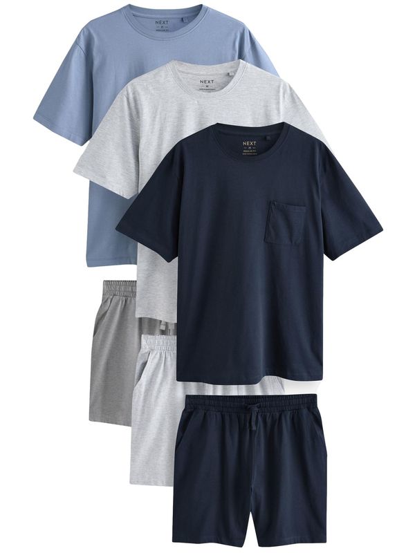 Next Next Kratka pižama  nočno modra / golobje modra / siva / temno siva