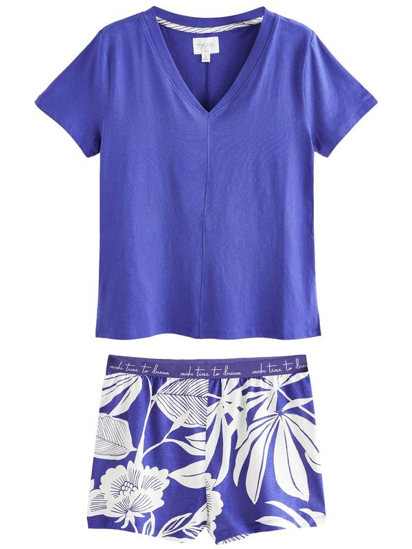 Next Next Kratke hlače za spanje  kobalt modra / bela