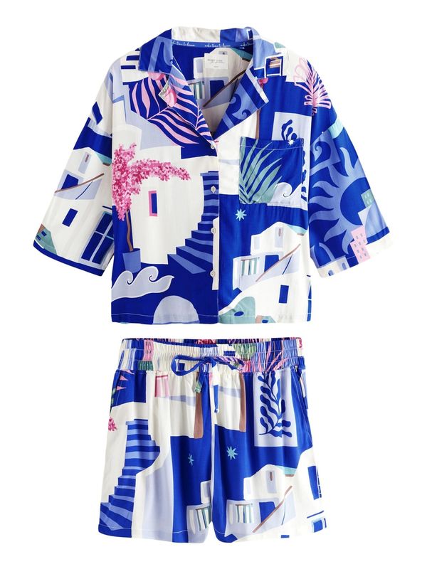 Next Next Kratke hlače za spanje  modra / meta / staro roza / bela