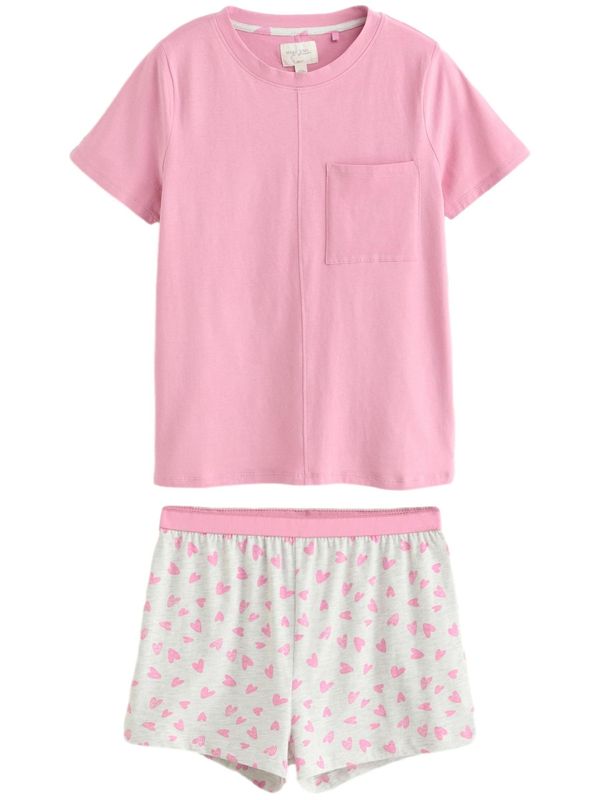 Next Next Kratke hlače za spanje  pegasto siva / roza