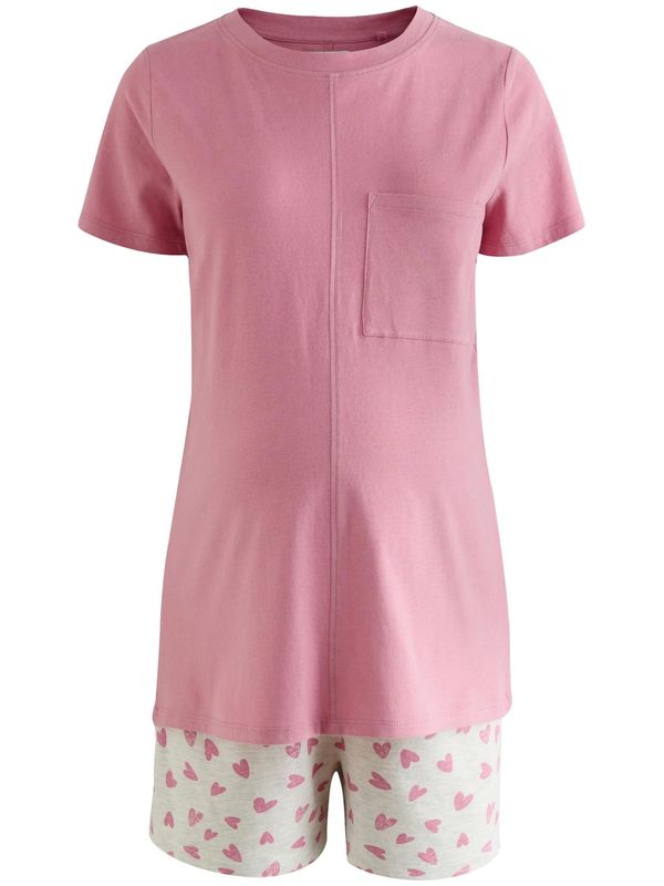 Next Next Kratke hlače za spanje  svetlo siva / staro roza