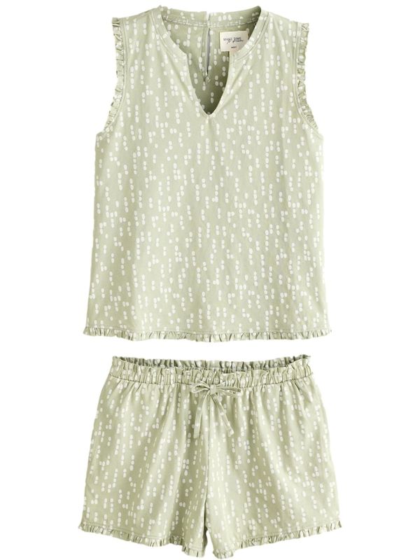 Next Next Kratke hlače za spanje  svetlo zelena / bela