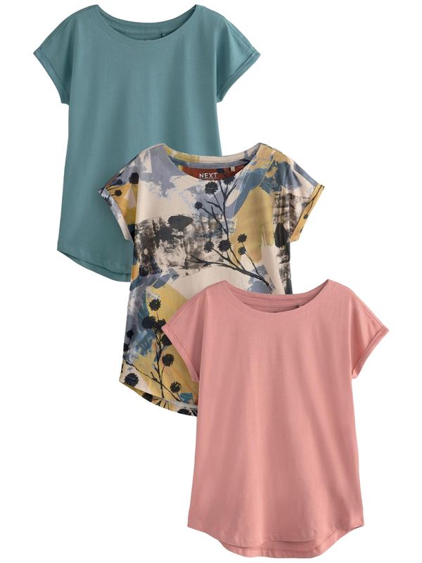 Next Next Majica  bež / smaragd / staro roza / črna