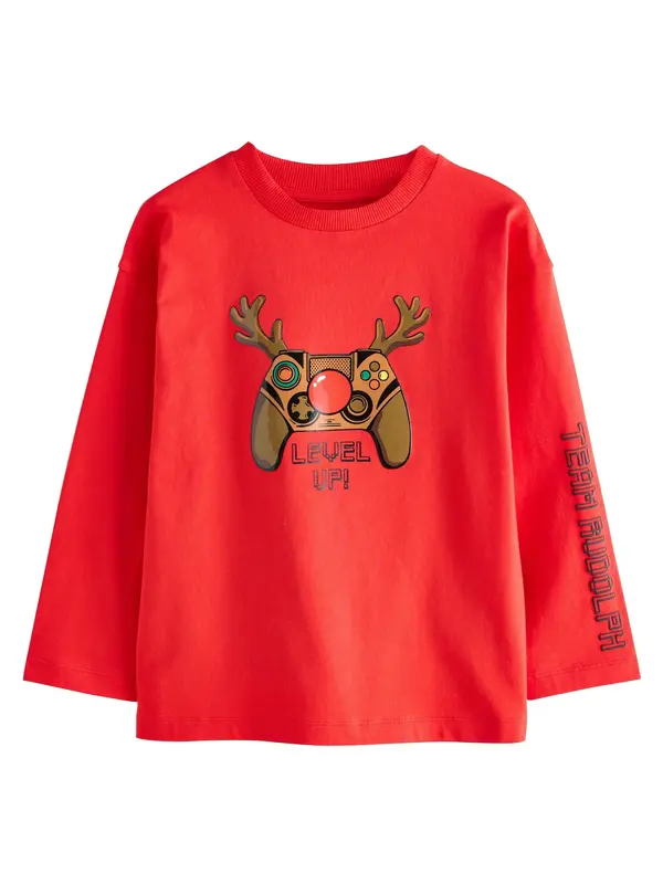 Next Next Majica 'Christmas'  karamel / zelena / rdeča / črna