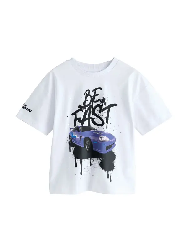 Next Next Majica 'Fast and Furious'  indigo / črna / bela