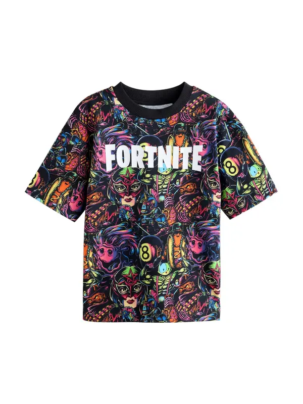Next Next Majica 'Fortnite'  lila / temno oranžna / črna / bela