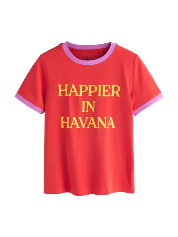 Next Next Majica 'Havana'  rumena / orhideja / rdeča
