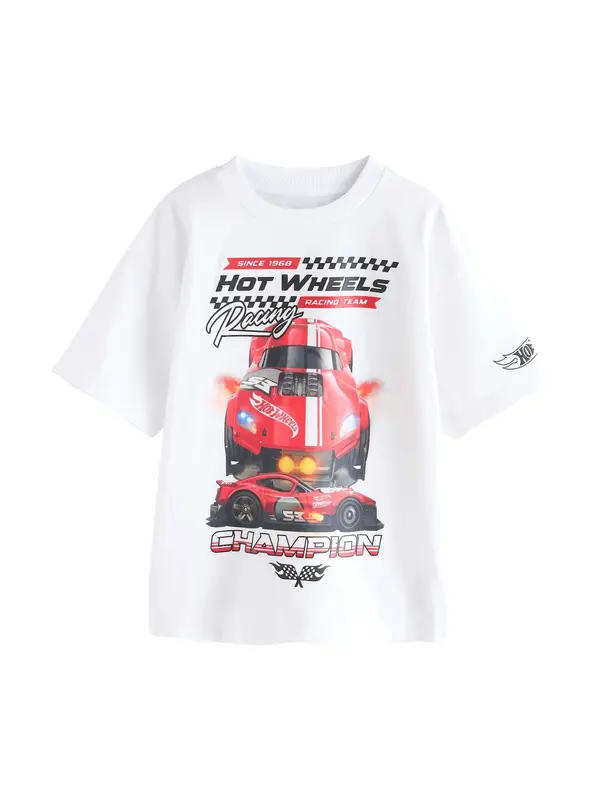 Next Next Majica 'Hot Wheels'  oranžna / rdeča / črna / bela