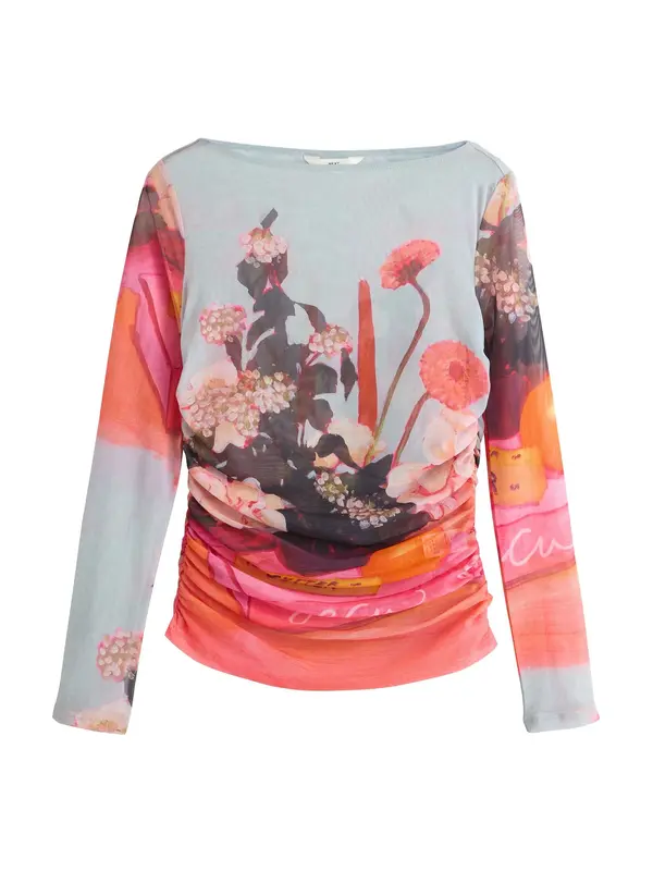 Next Next Majica 'Kew Collection'  bazaltno siva / roza / rdeča / črna