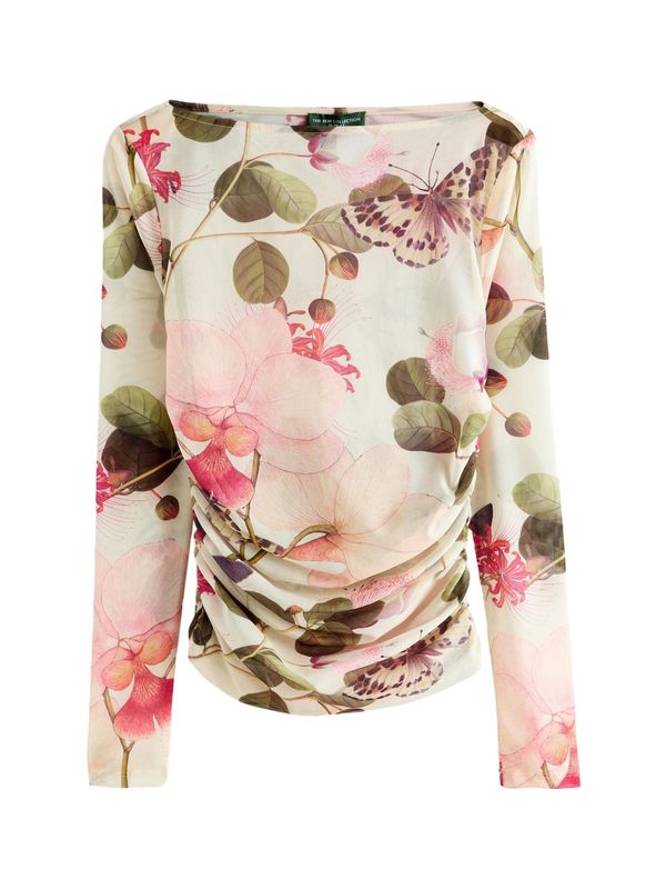 Next Next Majica  kremna / rjava / temno zelena / roza