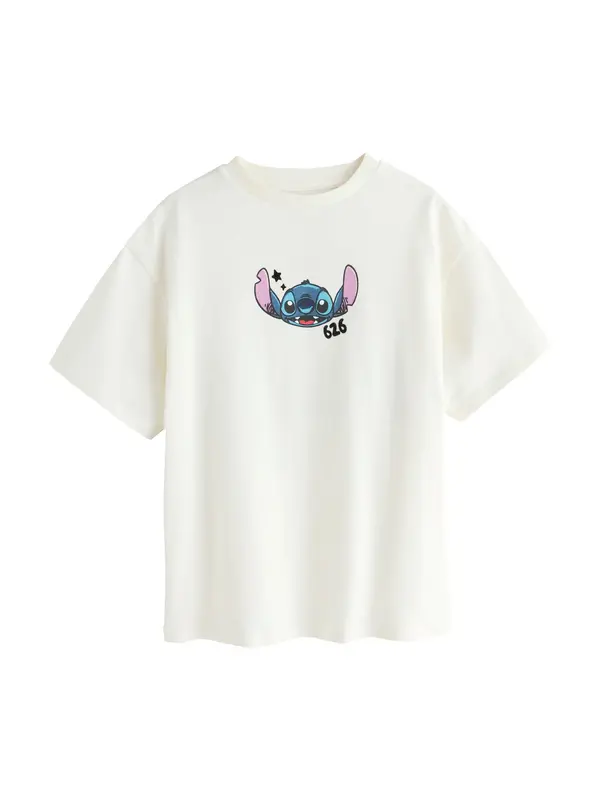 Next Next Majica 'Lilo & Stitch'  ecru / svetlo modra / roza / črna