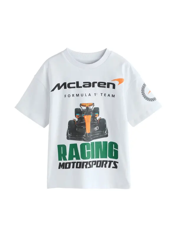 Next Next Majica 'McLaren'  temno zelena / temno oranžna / črna / bela