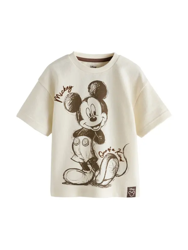 Next Next Majica 'Mickey Mouse'  ecru / čokolada