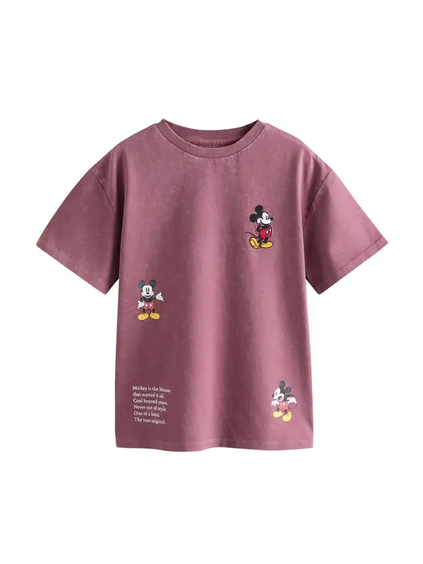 Next Next Majica 'Mickey Mouse'  rumena / burgund / črna / bela