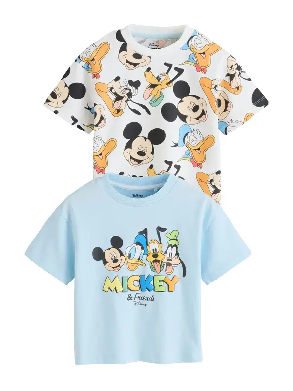 Next Next Majica 'Mickey Mouse'  svetlo modra / svetlo zelena / oranžna / črna / bela