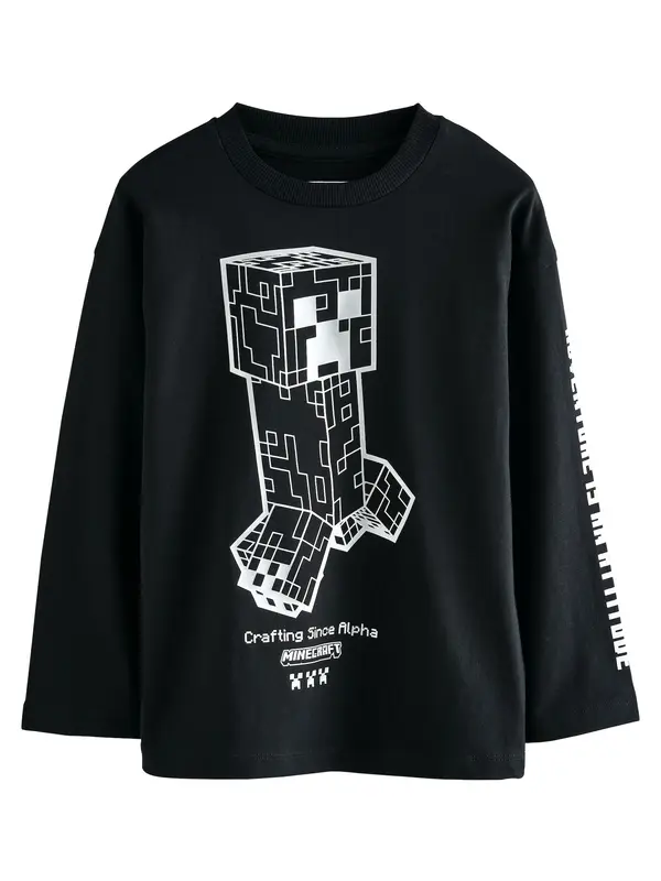 Next Next Majica 'Minecraft'  črna / bela