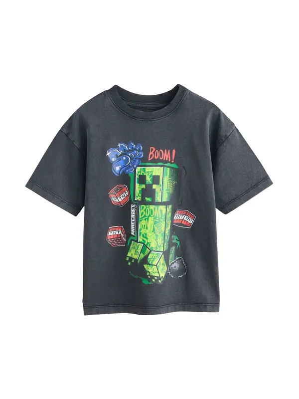 Next Next Majica 'Minecraft'  modra / antracit / limeta / rdeča
