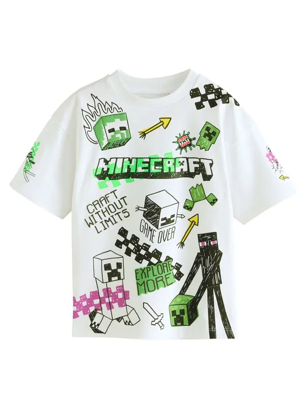 Next Next Majica 'Minecraft'  neonsko zelena / roza / črna / bela