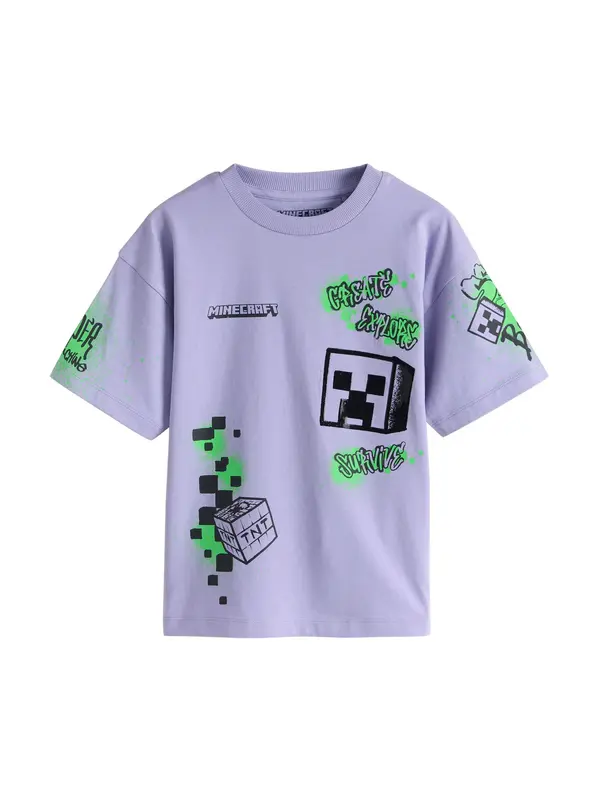 Next Next Majica 'Minecraft'  zelena / sivka / črna